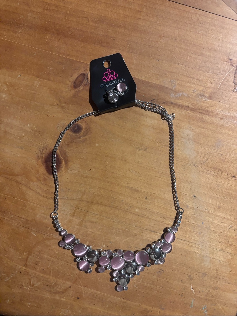 paparazzi Pink and Silver Dazzling Bib Necklace